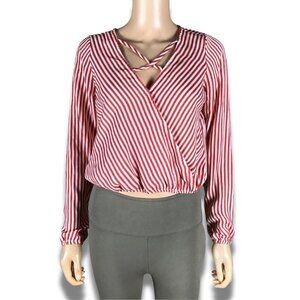 LOVE FIRE Long Sleeve Criss Cross Crop Top NWT Medium